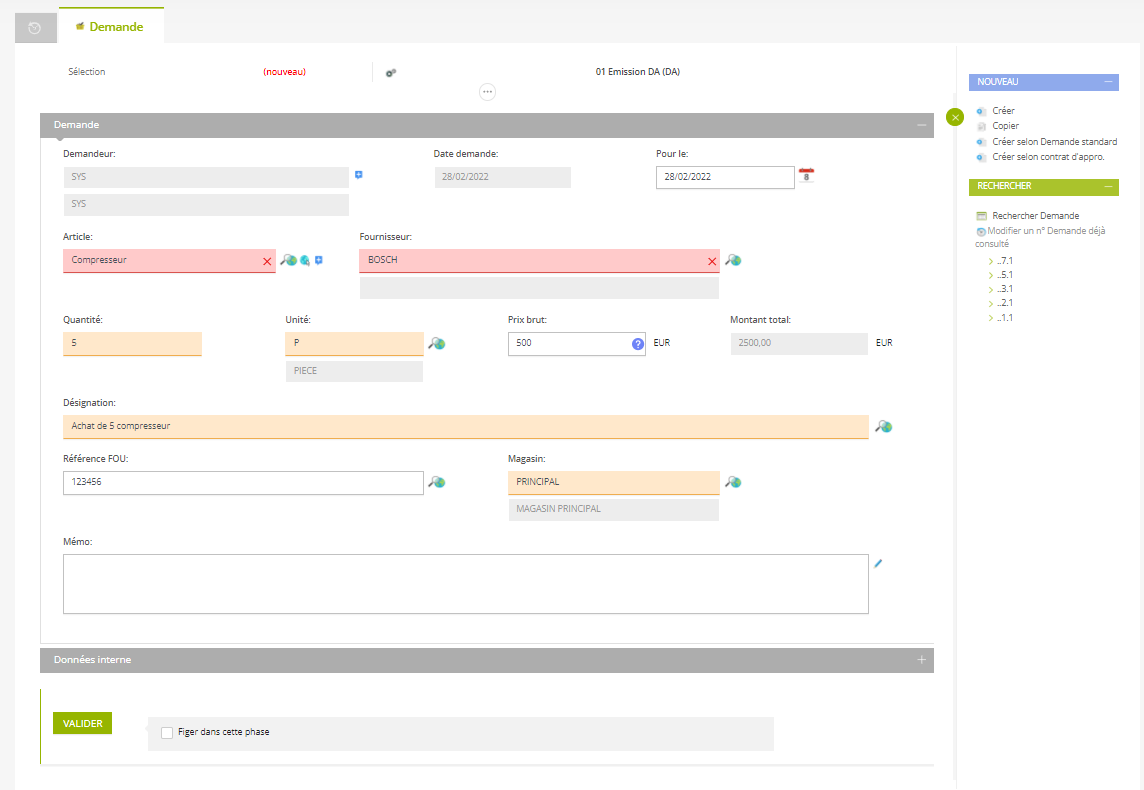 module gestion des achats gmao